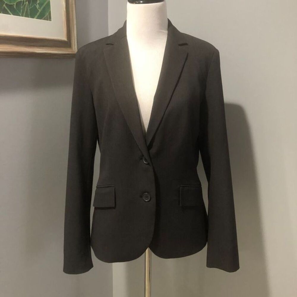 New York & Company Dark Gray Two Button Stretch Fully Lined Blazer Jacket Size 8